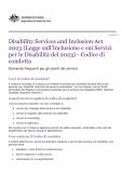 Cover of Disability Services and Inclusion Act 2023 (Legge sull’Inclusione e sui Servizi per le Disabilità del 2023) - Codice di