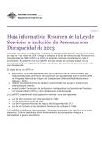 Cover of Hoja informativa: Resumen de la Ley de Servicios e Inclusión de Personas con Discapacidad de 2023 