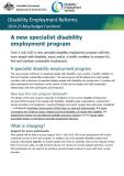 A new specialist disability employment program – Factsheet cover