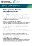 A new specialist disability employment program – Provider Factsheet cover