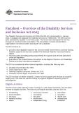 Cover image of DSI Act - Factsheet - Overview of Disability Services and Inclusion Act 2023