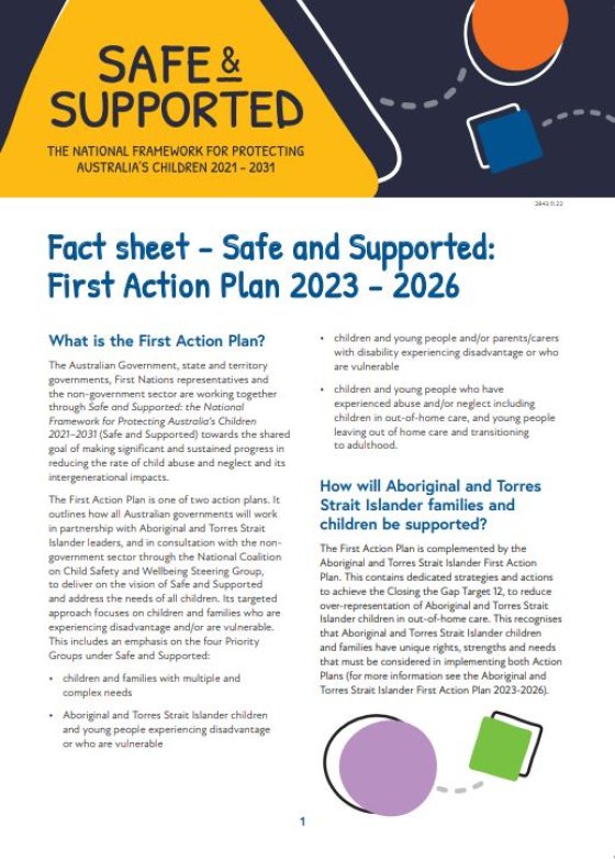 Save and Supported First Action Plan 2023-2026 fact sheet cover