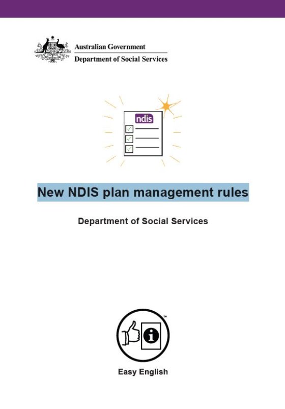 cover of New NDIS plan management rules easy read