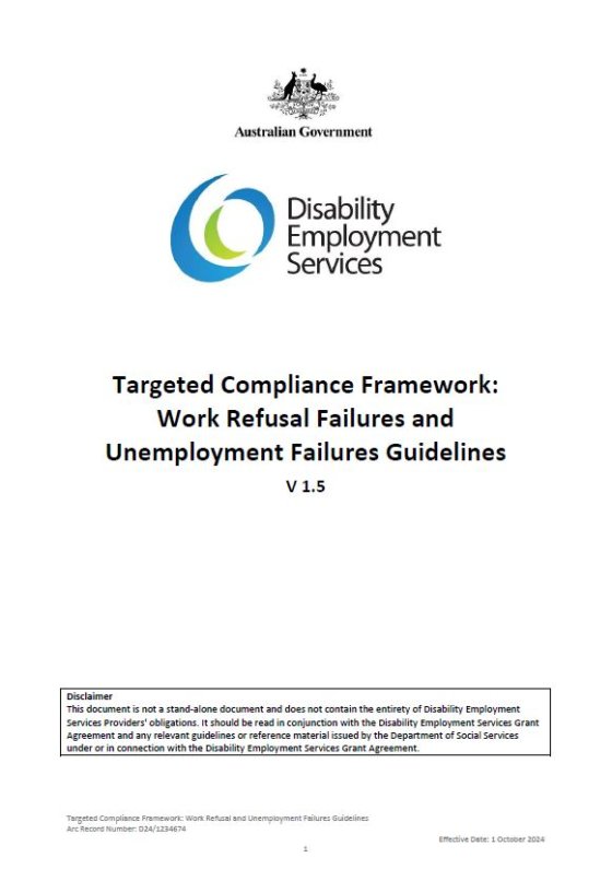 cover of DES Targeted Compliance Framework: Work Refusal and Unemployment Failures Guidelines