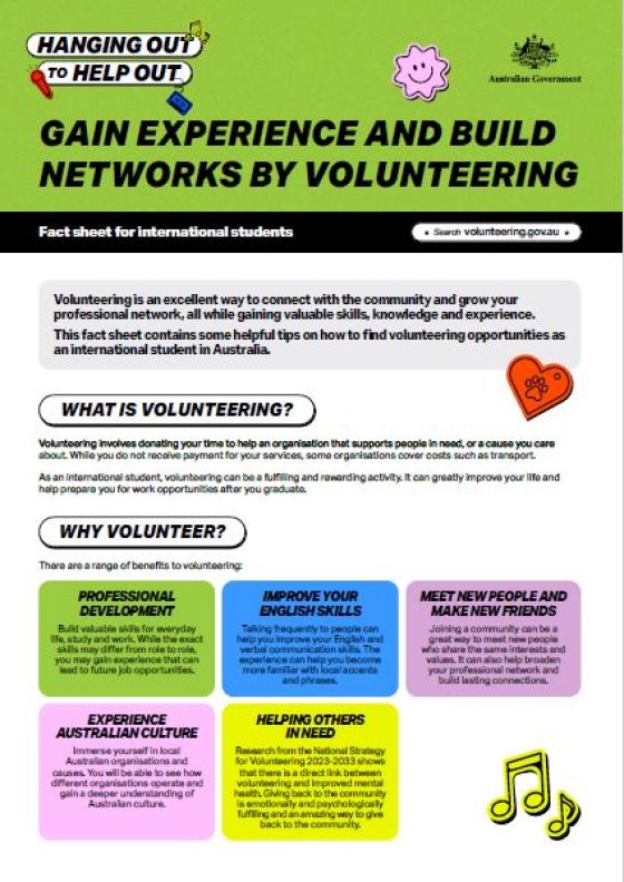 Gain experience and build networks by volunteering