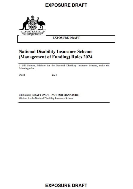 NDIS Management of Funding Rules 2024 Exposure draft