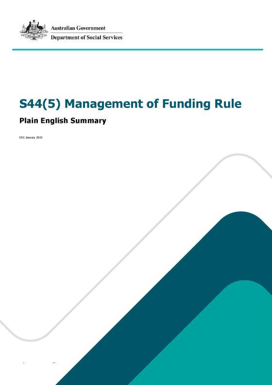 S44(5) Management of Funding Rule cover